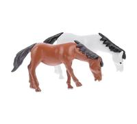 VANZACK 2pcs Mini Horse Figurines PVC Simulation Animal Statues Tiny Decor for Bonsai Home Cake Decor DIY Crafts Moss Micro Landscape Realistic Potted Plant Accessories
