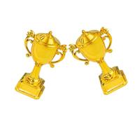VANZACK 2Pcs Mini Plastic Trophy Cups Cake Toppers for Boys, Small Champion Award Decorations for Birthday and Sports Party, Non-Edible Wedding Cake Decorations