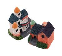 VANZACK 2pcs Miniature Chinese Village Houses Resin Figurines Traditional Countryside Architecture Home Decor for Fairy Garden Bonsai Micro Landscape Plant Decorations
