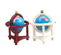 VANZACK 2pcs Miniature Globe Model for Dollhouse Study Realistic Educational Tiny Globe for Decorative Micro World Accessory in White Colors
