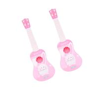VANZACK 2pcs Musical Instrument Guitar with Strings Bright Plastic Cartoon Rabbit Design Early Educational Music for Boys and Beginners