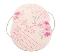 VANZACK 2pcs Name Announcement Sign Wooden Birth Plaques for Nursery Room Newborn Birth Record Board Shower Gift and Photo Prop
