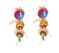 VANZACK 2pcs Natural Rattan Parrot Chewing Toy Fun Swing Bells for Birds Promotes Exercise Healthy Beaks for African Budgies and Macaws