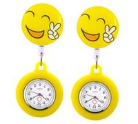 VANZACK 2pcs Nurse Watch Seconds Clip for Watch Cute Pink Smart Nursing Glow Portable Ladies Retractable Second Smartwatch Women Fob Locket of The Lid Yellow Zinc Iron Alloy