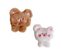 VANZACK 2Pcs Plush Bear Brooch Cute Cartoon Animal Pins for Hats Backpacks Clothes and Crafts Lightweight Durable Decoration for Sweaters Scarves and Bags