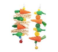 VANZACK 2pcs Rabbit Carrot String Toys for Dwarf Hamsters Rabbits Pets Molar Chew Toy Bell Rope for Entertainment and Dental Health