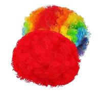 VANZACK 2pcs Rainbow Afro Curly Wigs Unisex Lightweight Soft Clown Costume Wigs for Halloween Party Dress Up Durable Reusable Accessories