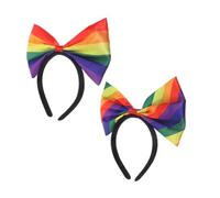 VANZACK 2pcs Rainbow Headbands with Bowknot for Women Lightweight Comfortable Hair Accessories Vibrant Pride Day Fashion Bands for Festival Party and Everyday Wear