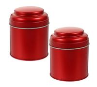 VANZACK 2pcs Red Metal Canister for Tea with Airtight Seal, round Iron Tea Coffee Storage Jars Featuring An Elegant Design, for Versatile Kitchen Storage and Maintaining Freshness