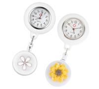 VANZACK 2pcs Retractable Nurse Fob Watches with Metal Quartz Movement and Glass Cover, Practical and Beautiful Clip-on Pocket Watches Convenient to Read Time for Professional Nurses