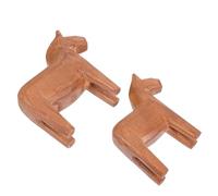 VANZACK 2Pcs Rustic Wooden Horse Figurines Nordic Vintage Carved Animal Sculpture for Home Office Table Desk Shelf Decoration Rustic Scandinavian Style