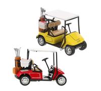 VANZACK 2pcs Scale Alloy Golf Cart Model Pull Back for Desk Decor Realistic Compact Golf Cart Ornament Collectible Red Yellow