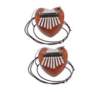 VANZACK 2pcs Tone Heart Shaped Mini Thumb Piano Kalimba Portable Musical Instrument for Beginners with Lanyard Easy to Play Training Music Lovers