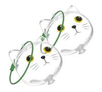 VANZACK 2pcs Transparent Cat Hair Keepsake Capsules with Green Eye Charm Pet Hair Organizer Keychain for Memorial Whisker Storage Portable Collection Pendant