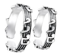 VANZACK 2pcs Vintage Retro Open Musical Note Couple Finger Rings for Women and Men, Adjustable Decorative Ring Jewelry for Couples, Stylish Music-Themed Accessories