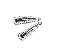 VANZACK 2pcs White Pearl Snap Hair Clips for Girls and Kids, Metal Chic Barrettes Comfortable and Suitable for Hair Styles, for Daily Dressing Seasons