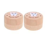VANZACK 2pcs Wooden Tooth Collection Boxes Childsafe Storage for Teeth Hair Locks Elegant Keepsake Box for Boys Durable Versatile Design for Cherished Memories