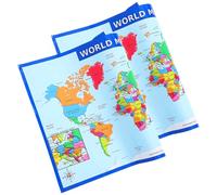 VANZACK 2pcs World Map Poster on UV Paper for Preschool Education and Intellectual Development, Large Laminated Educational Wall Map with Creative Design for ’s Learning and Early