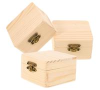 VANZACK 3 Pcs Unfinished Square Wooden Storage Boxes with Hinged Lid for DIY Self Painting and Pen Storage, Beige Wood Craft Organiser Suitable and Adults