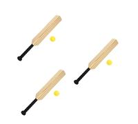 VANZACK 3 Sets EVA Cricket Indoor Outdoor Parent Sports Plaything Safe Lightweight Wood Grain Design for Boys