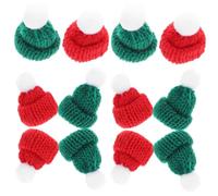 VANZACK 30pcs Mini Knitted Xmas Hats for Doll Clothes and Bottle Toppers Red Green Miniature Holiday Decorations Lightweight DIY Craft Accessories for Wine Milk Tea Bottles and Festive