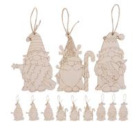 VANZACK 30pcs Unfinished Wooden Gnome Ornaments DIY Paintable Christmas Tree Wood Pendants Hanging Decorations with Strings for Holiday Decor