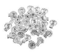 VANZACK 36pcs Silver Iron Flower Shaped Candle Holder Clips with Stable Base for Christmas Tree Decoration, Protecting Furniture from Dripping Hot Candles, Unique and Delicate Construction