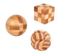 VANZACK 3pcs Bamboo Kongming Luban Lock Teasers for Educational Play Fun Parent Puzzle Game for All Ages Iq Challenge Mindfulness Exercise
