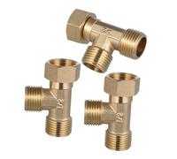 VANZACK 3pcs Copper Water Line Splitter Threaded Three Way Pipe Joint for Solar Water Heater Systems High Temperature Resistant Connector with Precision Threads and Smooth Flow Design