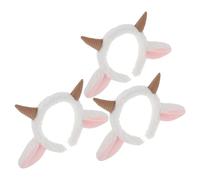 VANZACK 3PCS Cute Lamb Ears Hairbands with Plush Sheep Horn Headband Set for Animal Costume Party, Halloween Cosplay, Festival Dress Up Accessories in Brown
