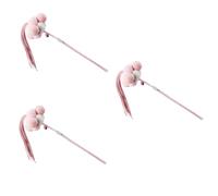 VANZACK 3pcs Interactive Cat Teaser Stick Long Tassels and Ball Engaging Indoor Toy for Cat Playtime Builds Trust and Fun between Pets and Owners Random Color