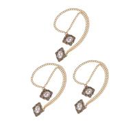 VANZACK 3pcs Mens Brooch Pin Vintage Pearl Lapel Collar Pins with Hanging Chain for Formal Suits Durable Retro Style Accessories for Gentleman Shirt and Coat