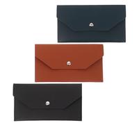 VANZACK 3Pcs PU Leather Envelope Wallet Set - Small Cash Organizer Card Holder for Personal Finance, Budgeting, and Receipt Storage - Lake Blue, Black Brown
