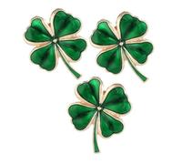 VANZACK 3pcs Shamrock Brooch Pins for Women Lightweight Four Leaf Clover Lapel Pins St Patrick's Day Jewelry with Secure Clasp for Formal Casual Wear