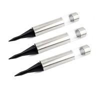 VANZACK 3pcs Solar Lawn Ground Plug Lights Stainless Steel Cylindrical In-ground Landscape Lighting for Garden Yard Outdoor Pathway