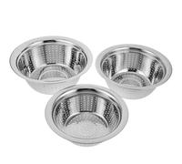 VANZACK 3pcs Stainless Steel Colander Set with Deep Bowl, Multi-Functional Rice Washer and Vegetable Strainer, Sturdy Metal Washbasins for Kitchen Fruit and Veggie Washing, 20cm 22cm 24cm