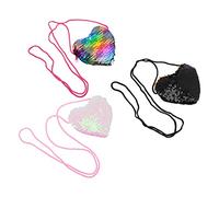 VANZACK 3Pcs Stylish Heart Shape Coin Purses with Lanyard Shiny Sequin Wallets for Unique and Lovely Design Random Colors Practical for Men and Women Random Color