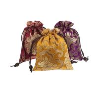 VANZACK 3pcs Tibetan Singing Bowl Brocade Storage Bags Travel Jewelry Pouches for Wedding Party Drawstring