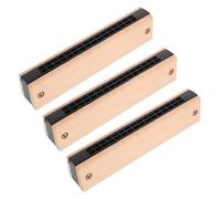 VANZACK 3pcs Wooden Harmonica for Double Row Musical Instrument DIY Assembly Educational Music for Natural Wood Material for Learning and Family Fun