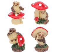 VANZACK 4 pcs Owl Mushroom Design Resin Decorations Charming Desktop Ornaments for Ideal Mushroom Decor for Garden and Craft Projects