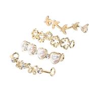 VANZACK 4 pcs Rhinestone Decorative Shoe Clips with Pearl and Hollow Out Cherry Blossom Design Shoe Buckles for Casual Sneakers Heels Multipurpose Accessories