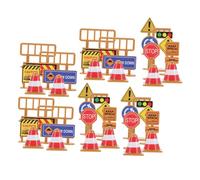 VANZACK 45pcs Miniature Traffic Road Signs Plastic Traffic Cones Stop Signs Crosswalk Signals for Educational Play Home School Travel