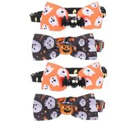 VANZACK 4pcs Adjustable Halloween Cat Collars with Bowtie Creative Pet Neck Decor for Cats Breathable and Cozy Kitten Collars for Halloween Parties Bat Pumpkin with Hat
