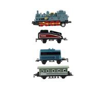 VANZACK 4Pcs Alloy Retro Steam Train Set Pull Back Rolling Wheels Educational Train Model for Boys Gifts Sky-blue Anti-wear Material