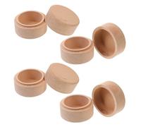 VANZACK 4pcs Beech Wood Tooth Fairy Keepsake Boxes with Lid, Round Small Wooden Mini Ring and Jewelry Storage for Teeth, Rustic Decorative Display Cases, 5.2cm Diameter