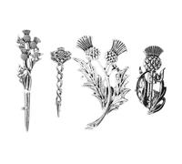 VANZACK 4pcs Brooches for Women Vintage Lapel Pin Vintage Alloy Multipurpose Resist Wear Women Formal Attire Classic Floral Thistle Design