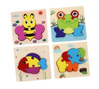VANZACK 4pcs Cartoon Animal Wooden Puzzle Educational for Big Safe Texture Brain Development Early Learning Board