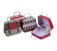 VANZACK 4pcs Christmas Cookie Tinplate Boxes Lid and Handle, Mini Metal Candy and Biscuit Containers for Holiday Storage and Xmas Party Favor Set