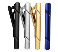 VANZACK 4pcs Classic Tie Clips for Men Elegant Pattern Necktie Bars in Copper Minimalist Design for Wedding Business Formal Suit Accessories Gift Box