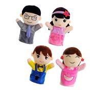 VANZACK 4pcs Family Hand Puppet for Interactive Role Play Dolls Including Mom Dad Boy Girl Bright Colors for Storytelling and Early Childhood Creativity Development